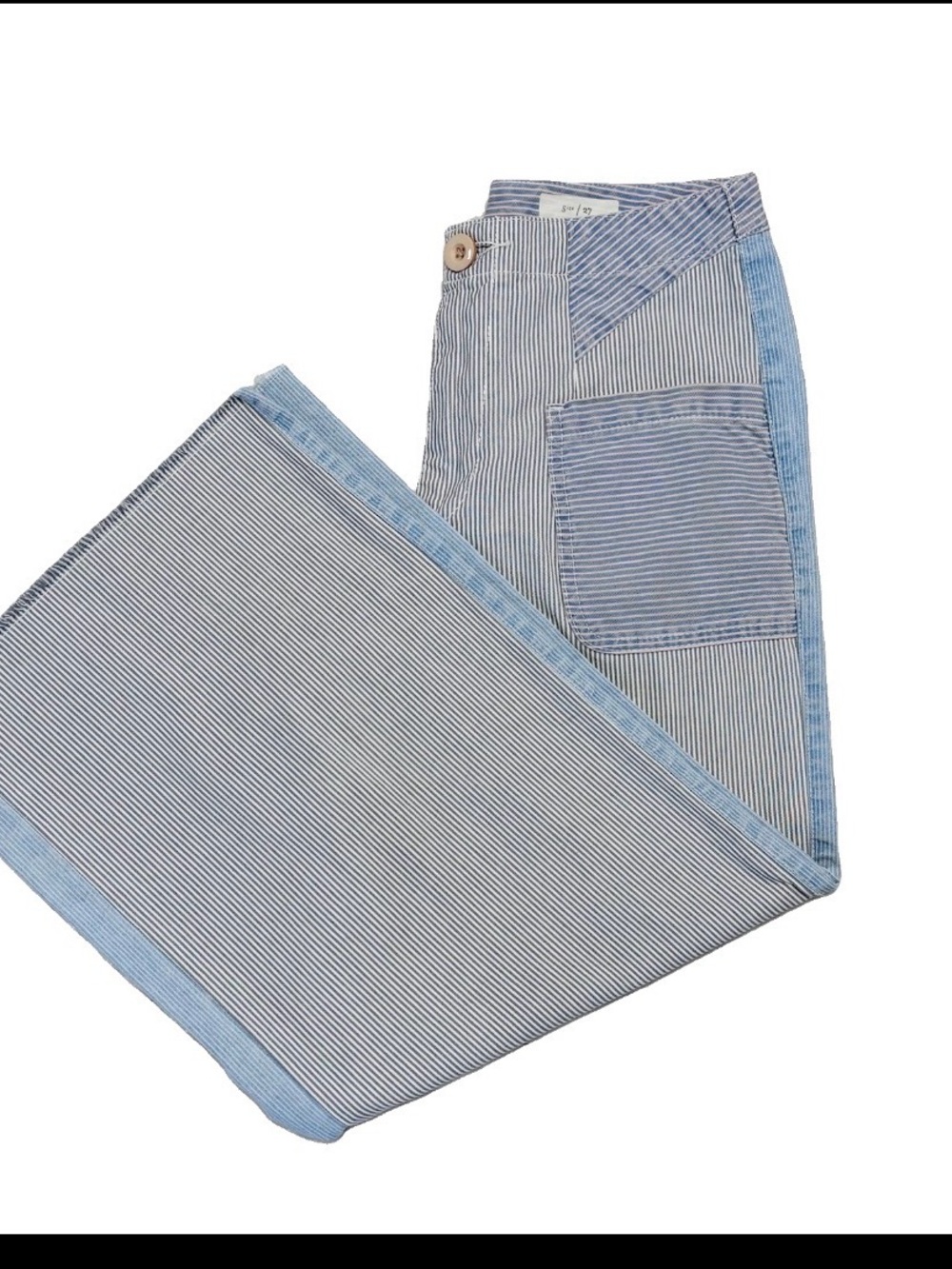 Pilcro and the Letterpress Blue Striped Wide-Leg Jeans